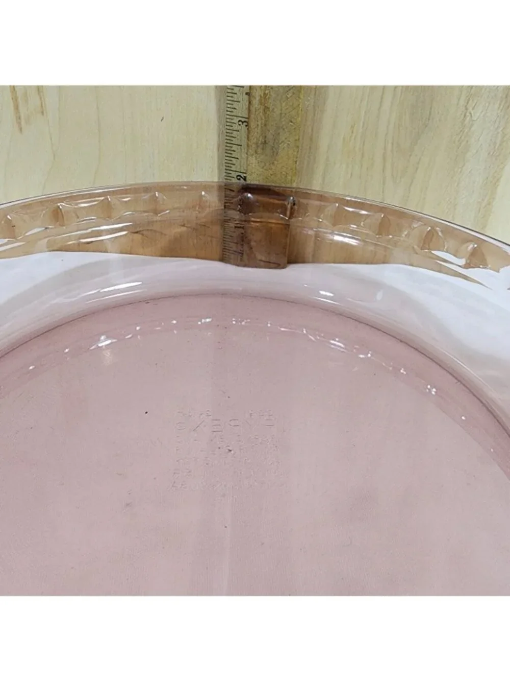 Pyrex Cranberry Fluted Pie Pan #229 crimped glass 10" - Picture 8 of 10